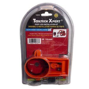Tooltech Xpert Door Lock Installation Kit W/ Arbor 2 Hole Saws Clamp Guide Wood